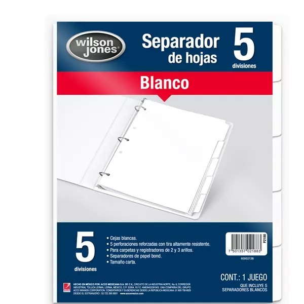 SEPARADOR SNUM. CTA. 5 DIV. WILSON JONES 2455 C.24